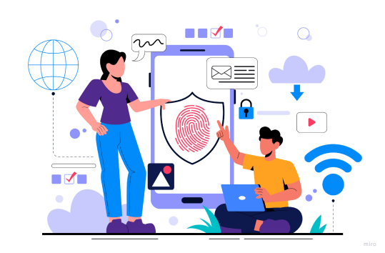 Person using computer with data visualizations