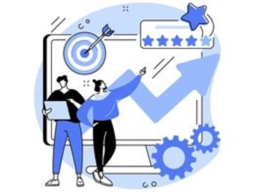 Person using computer with data visualizations